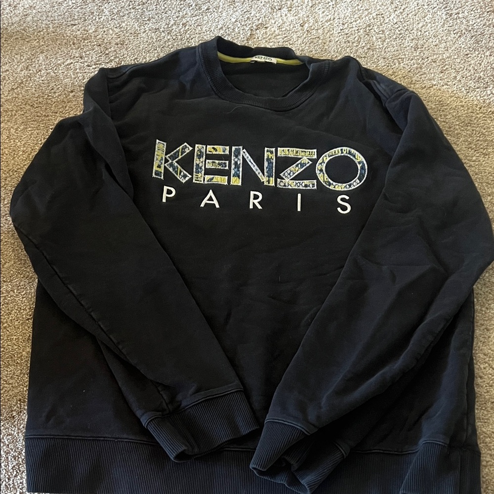Kenzo Black Crewneck Sweater with Logo